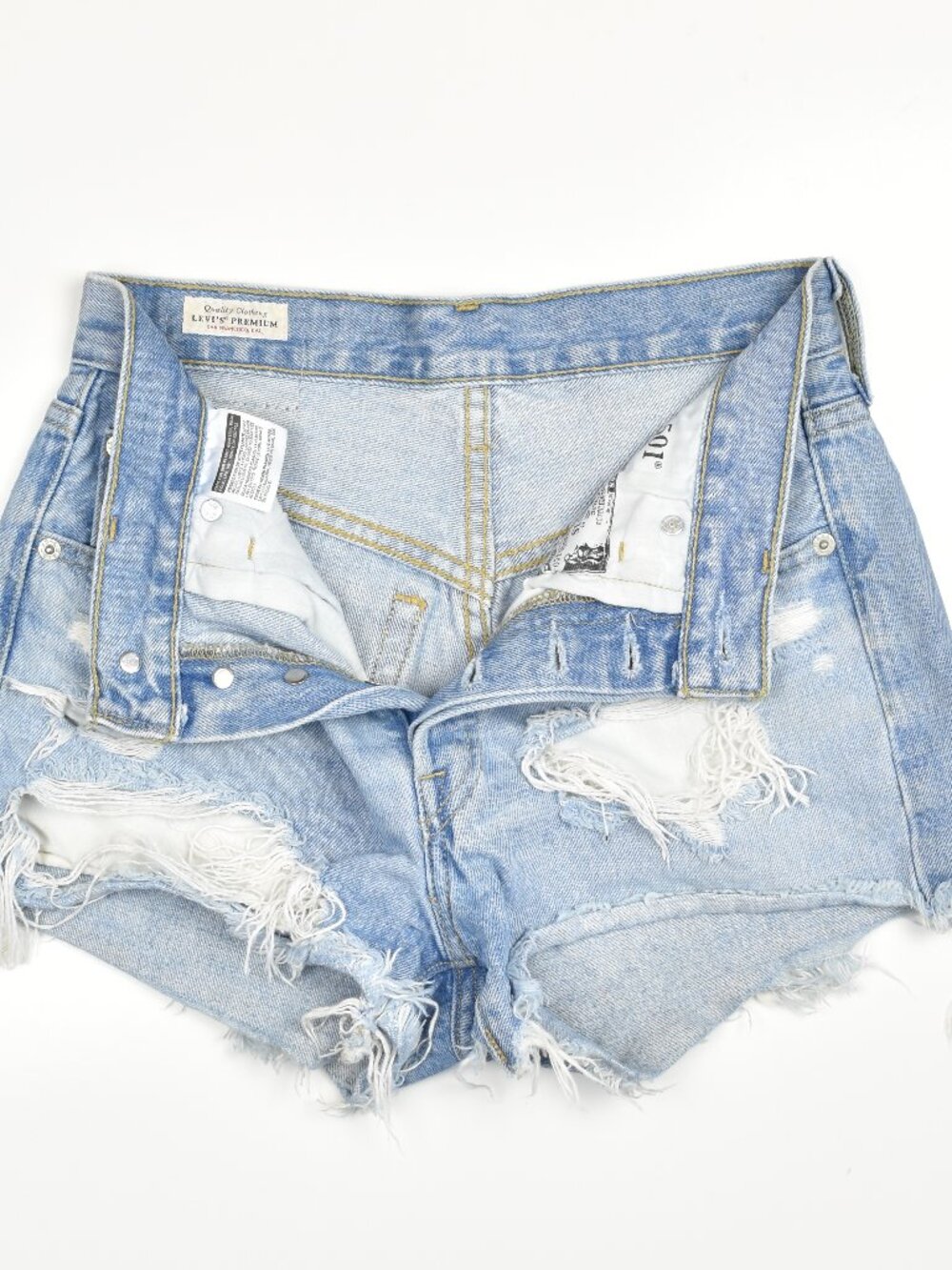 Levi's 501 Denim Cut Off Distressed Jean Shorts - 24 - Picture 6 of 8